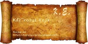 Károlyi Erik névjegykártya
